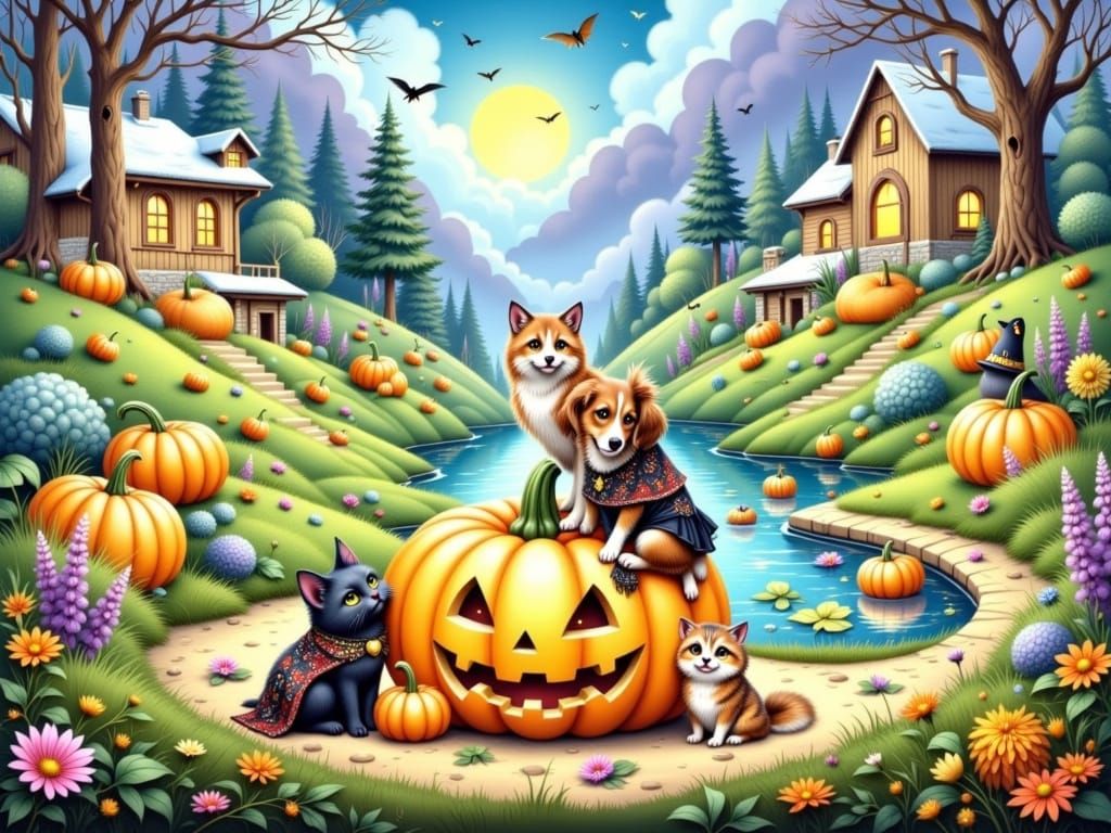 Cat and dog Halloween
