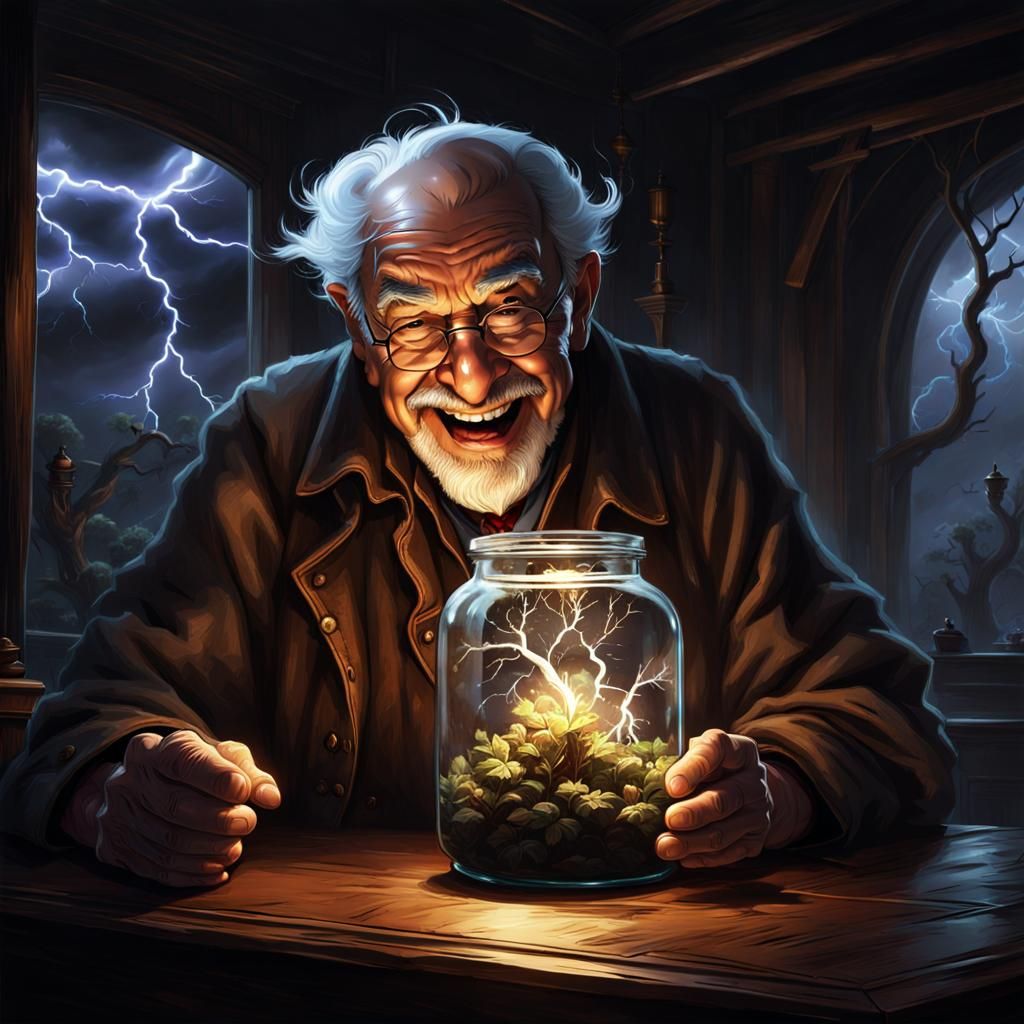 Magical Lightning Jar Dark Fantasy Concept Art