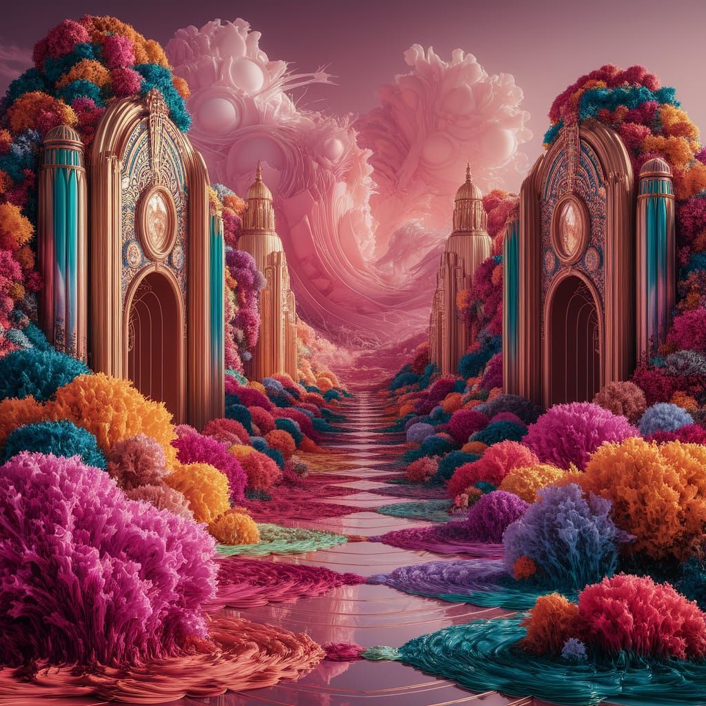 Magical Art Deco Dreamscape in Expressionist Style