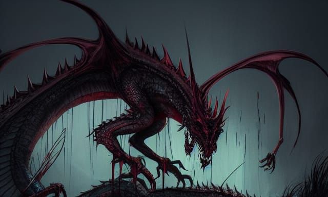 Sinister Undead Dragon Fantasy Illustration