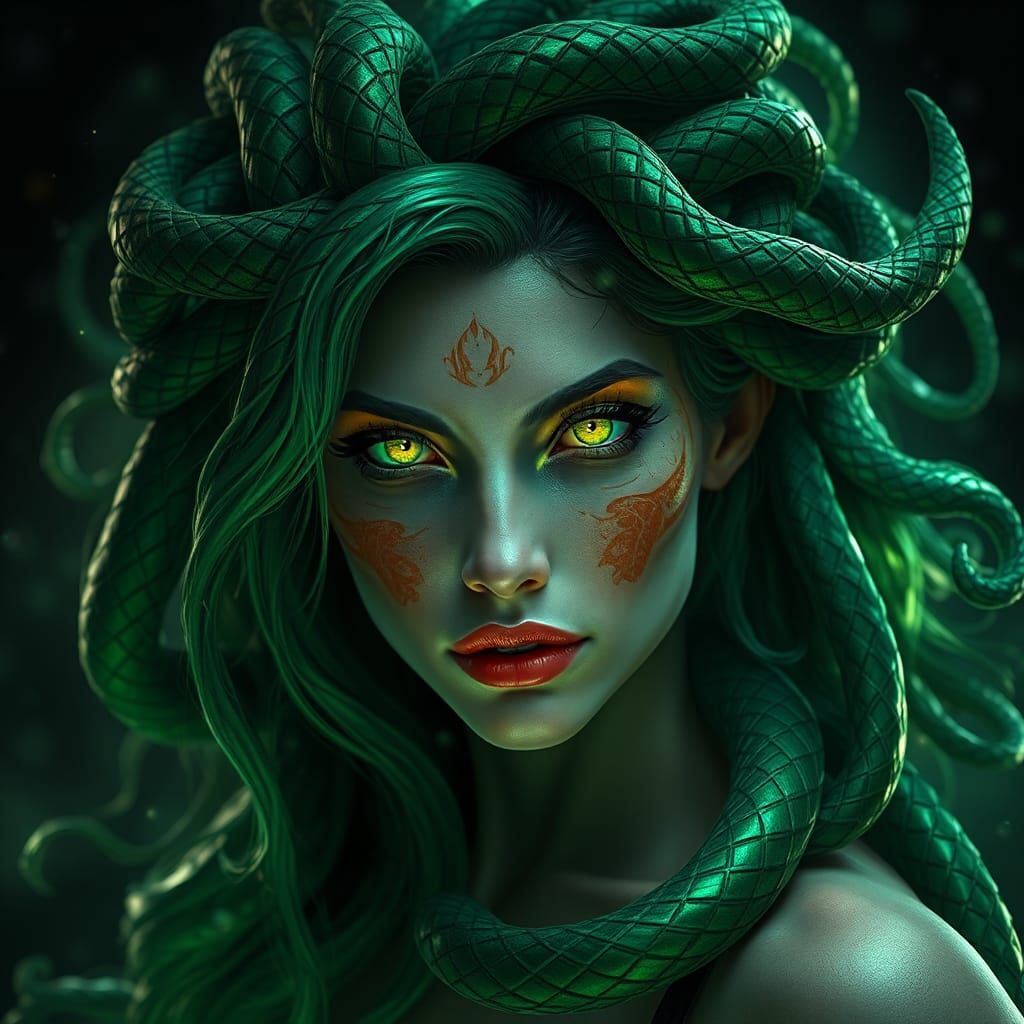 Medusa Portrait in Art Nouveau Style