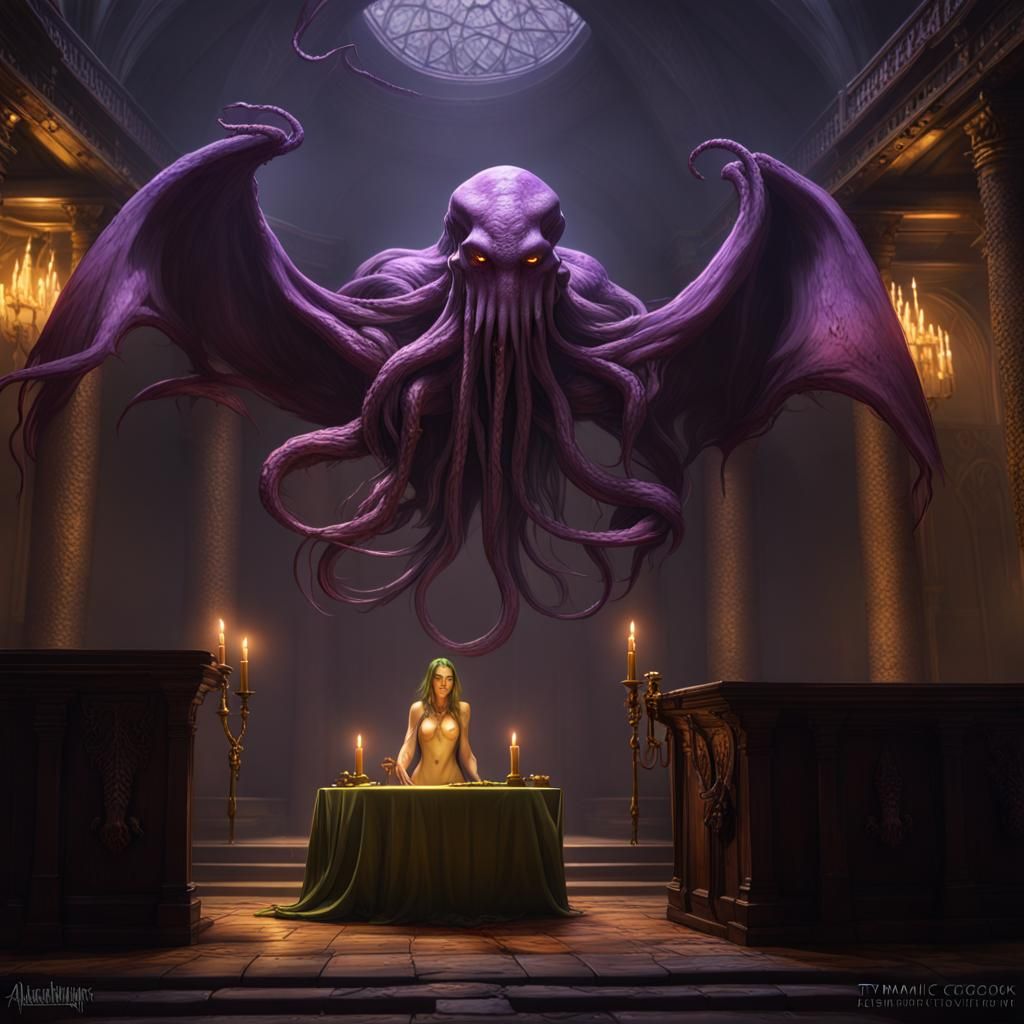Cthulhu and Damsel: Dark Fantasy Concept Art