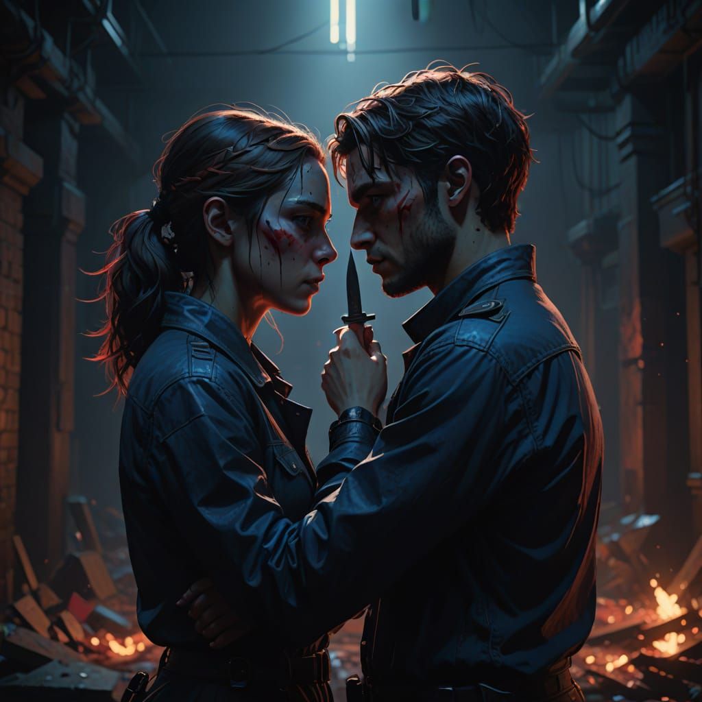 Emotional Turmoil in a Tense, Cinematic Embrace