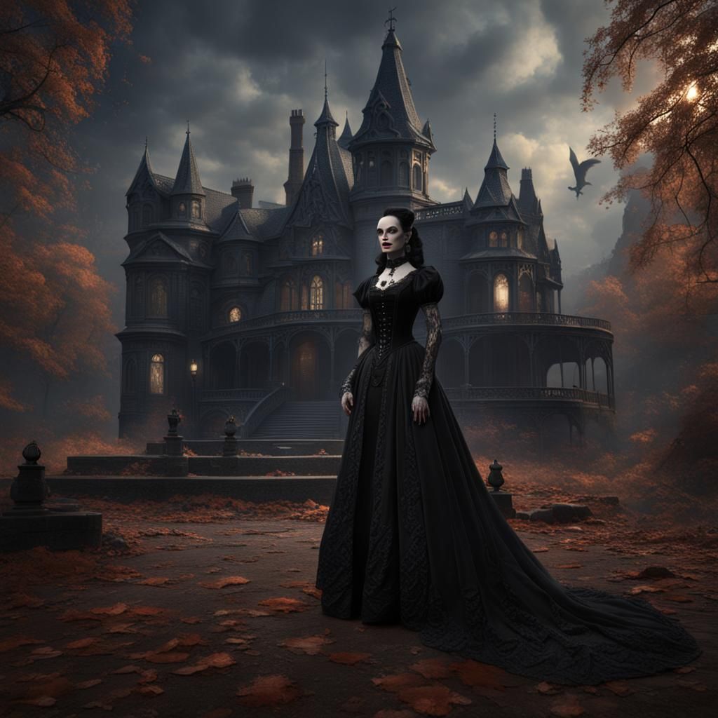 Vampira in Black Gothic Victorian Dress