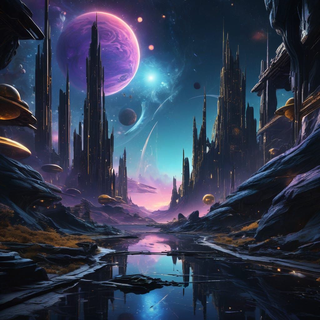 Cosmic Tapestry: A Surreal, 8k Cyclic Universe Unfolds