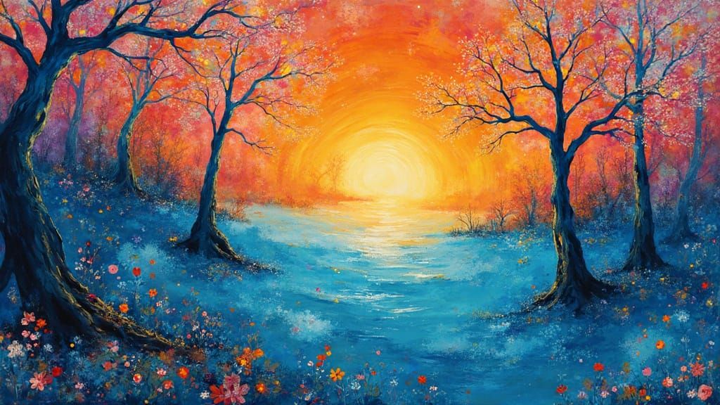 Vibrant Trees in Flowing Watercolor Inks