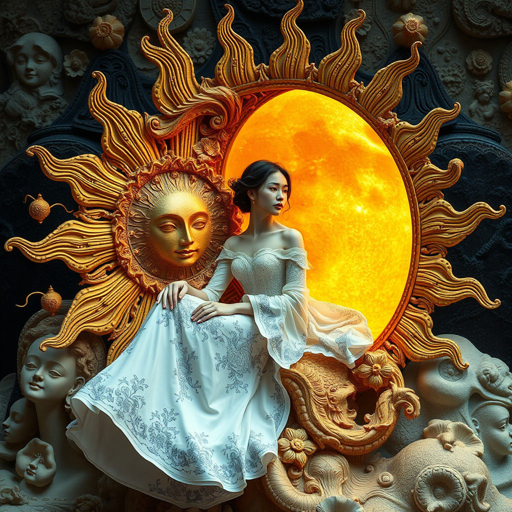 Surreal Woman in Sun and Moon Chair