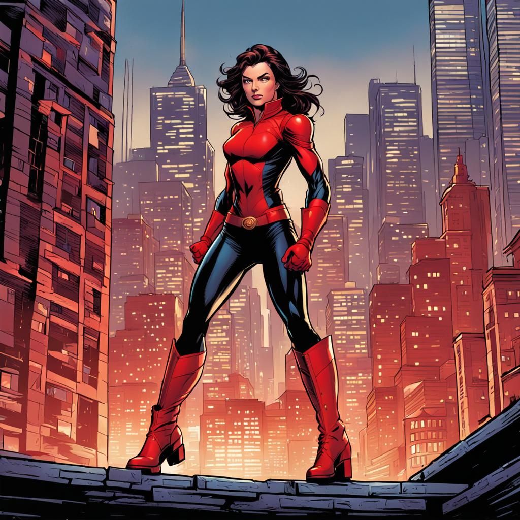 Female Supervillain in Comic Book Style