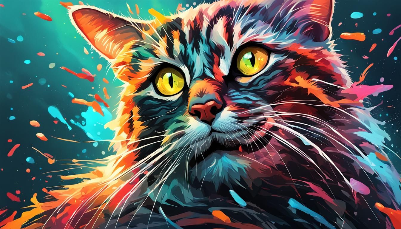 Hyperrealistic Rocketbill Cat in Splash Art Style