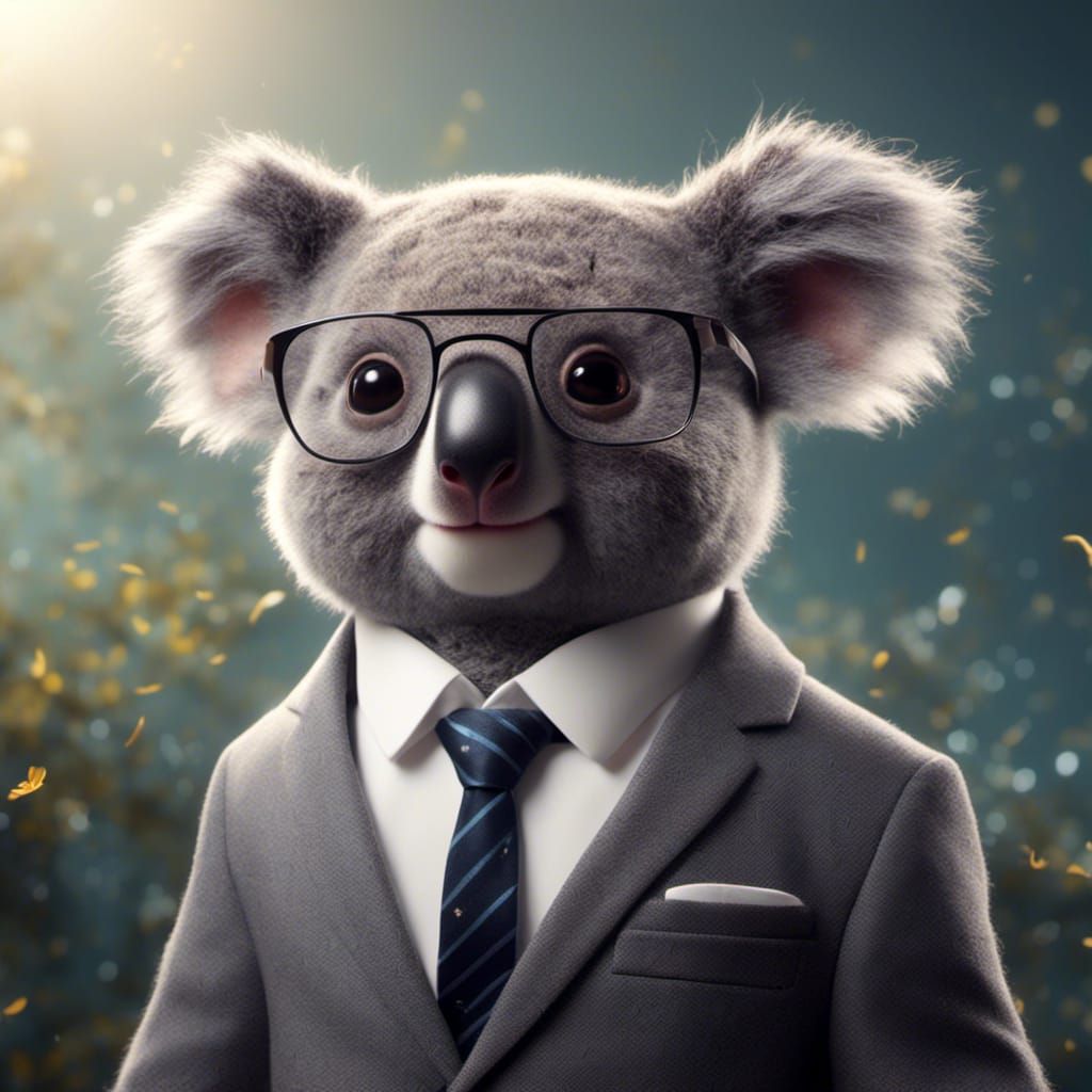 A Koala in suit with seedsparks behind him offering hope and inspiration.