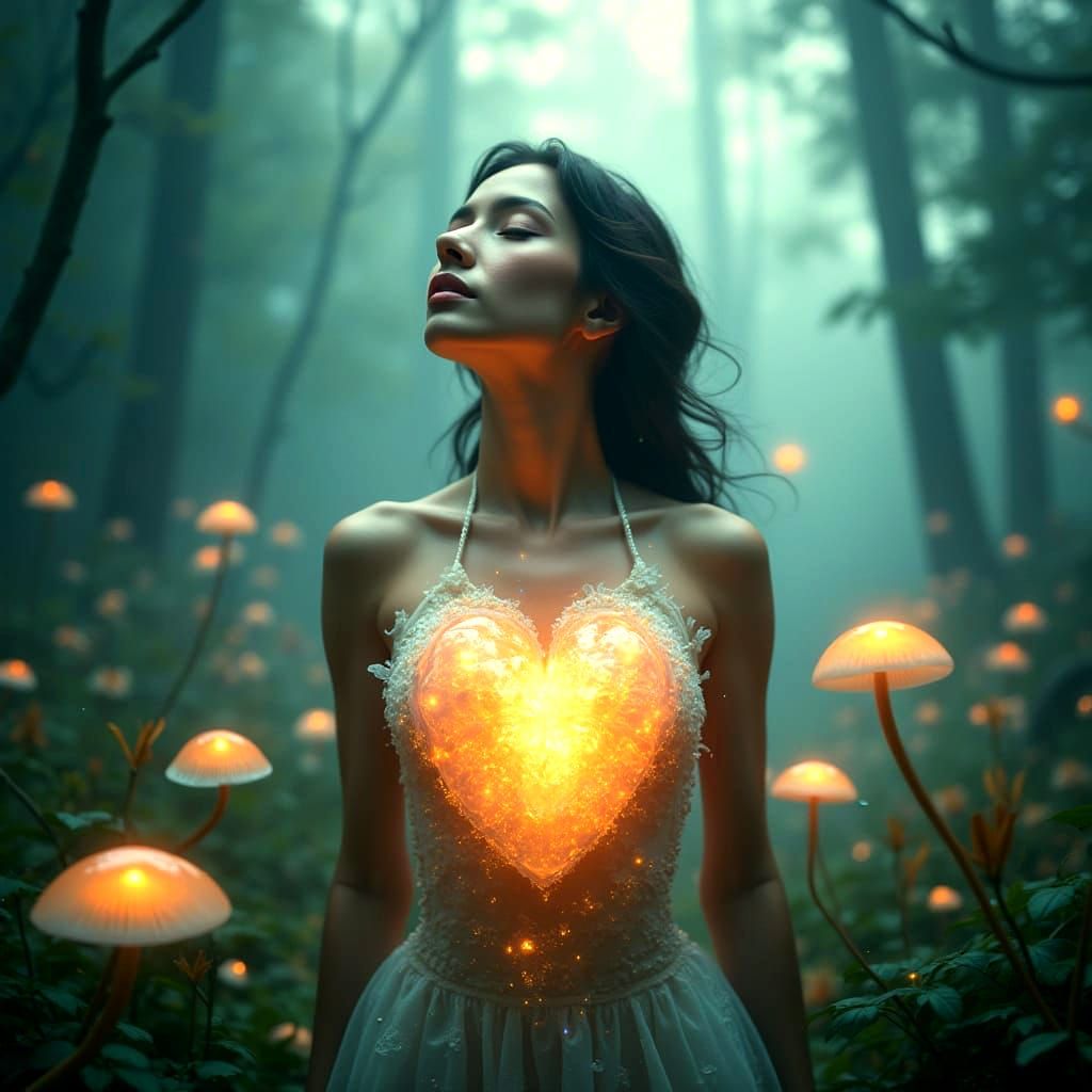Surreal Goddess Unfurls Her Heart in Cosmic Beauty