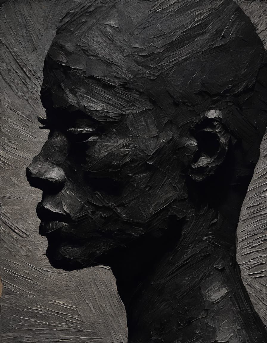 Dramatic Black Portrait in Impasto Style