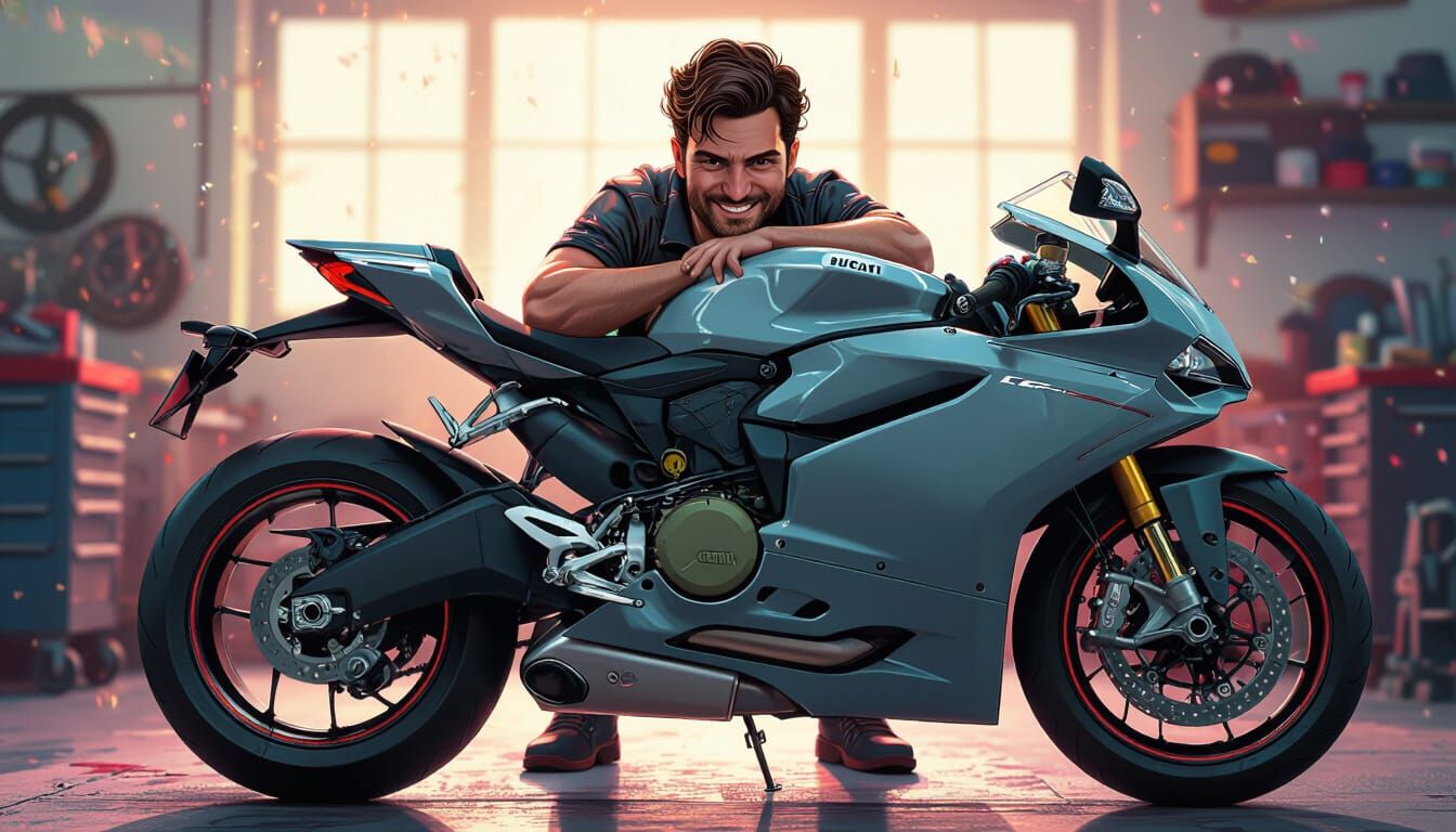 Sam Leans on Nardo Grey Ducati Panigale in Hyperrealistic Sp...