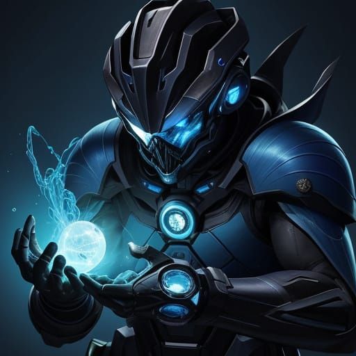 Scientist Examines Glowing Blue Specimen in Dark Lab