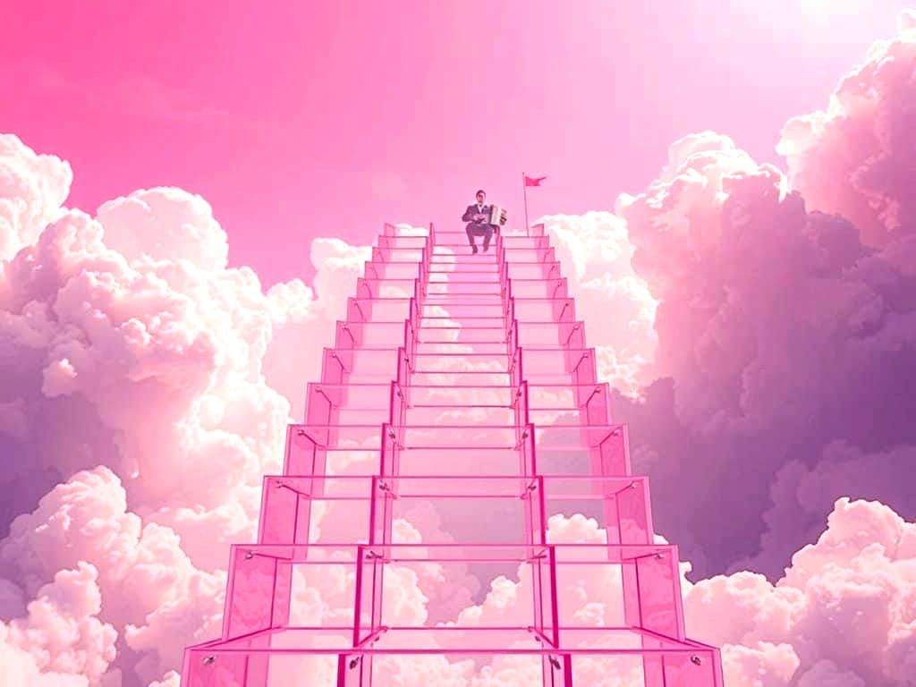 Ethereal Staircase to Heaven in Hyper-Realistic Colors