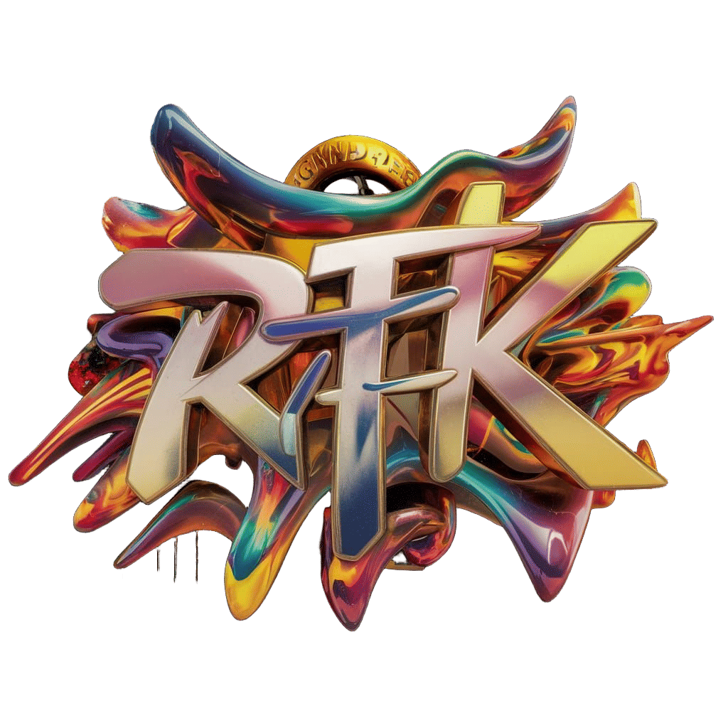 Polychromatic Street Art Featuring "RTK" Logo