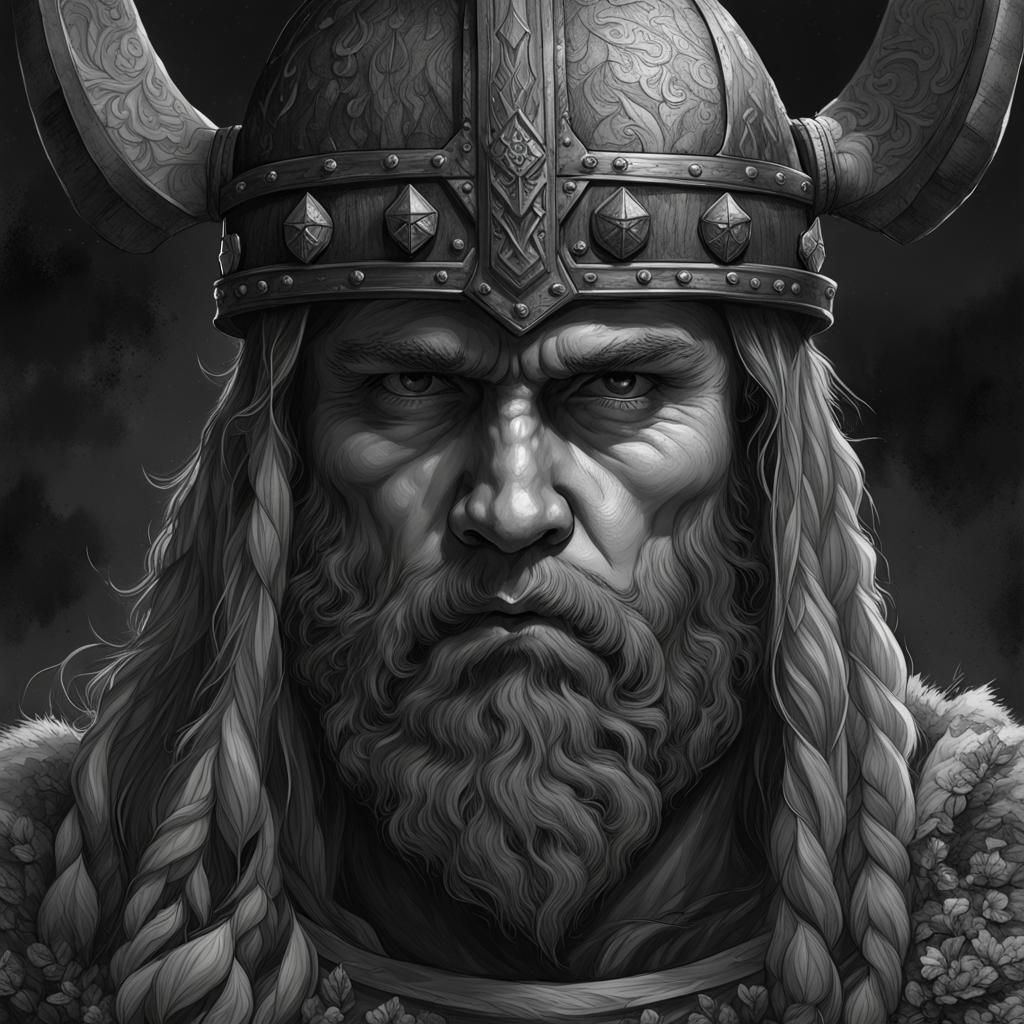Viking Captain Portrait in Dark Fantasy Style