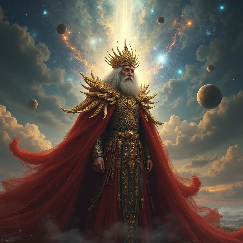 Regal Celestial Figure in Baroque Digital Painting