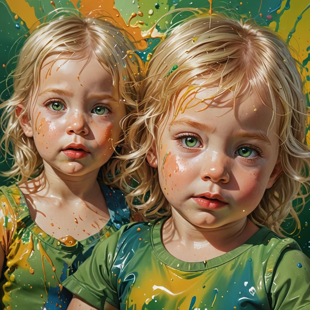 Hyperrealistic Toddlers in Splash Art Style