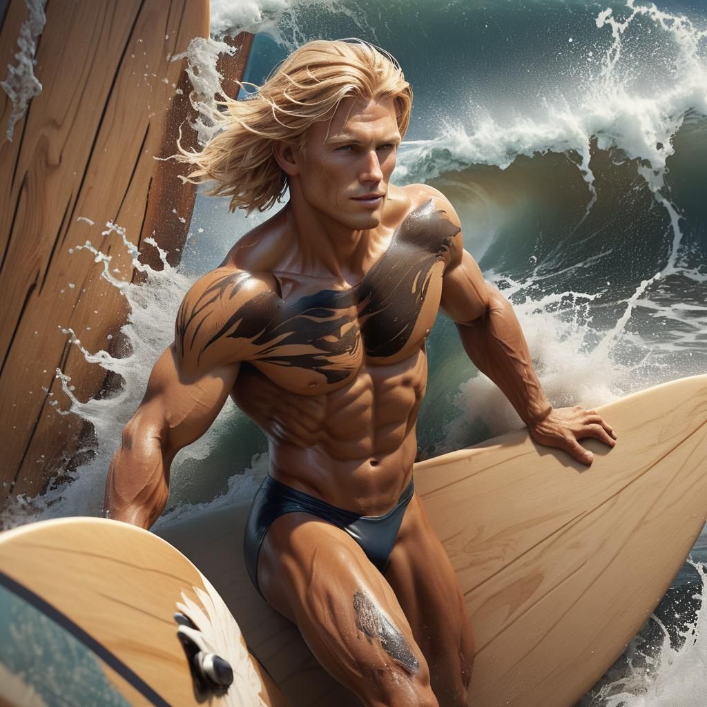 Wooden Surfer: Detailed Matte Painting