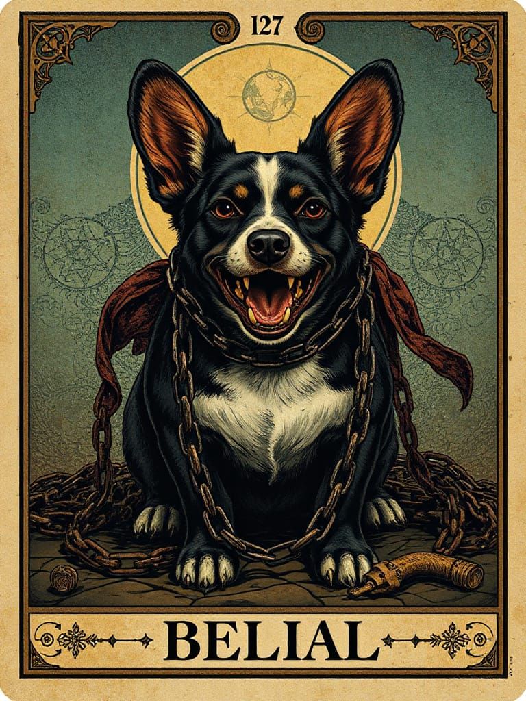 Demonic Corgi Tarot Card Art