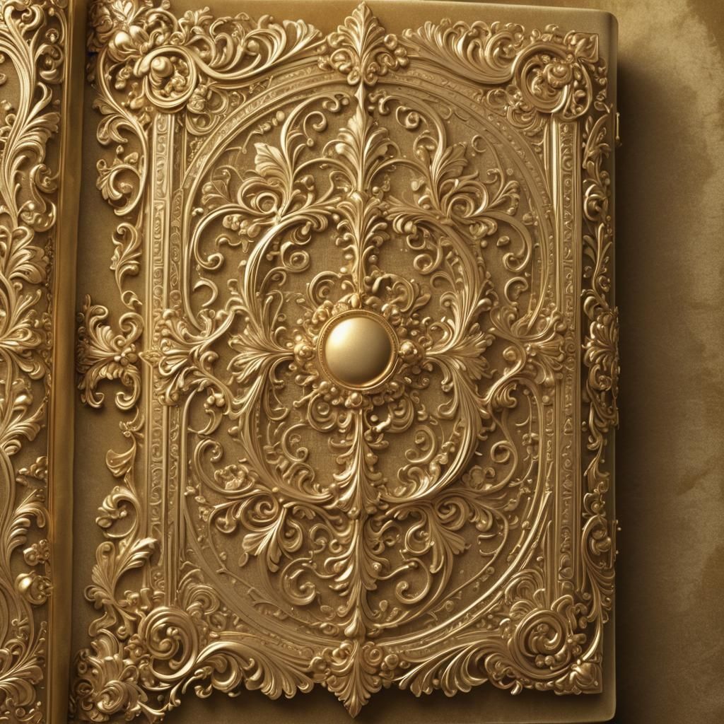 Ornate Gold Book Illustration in Baroque Style