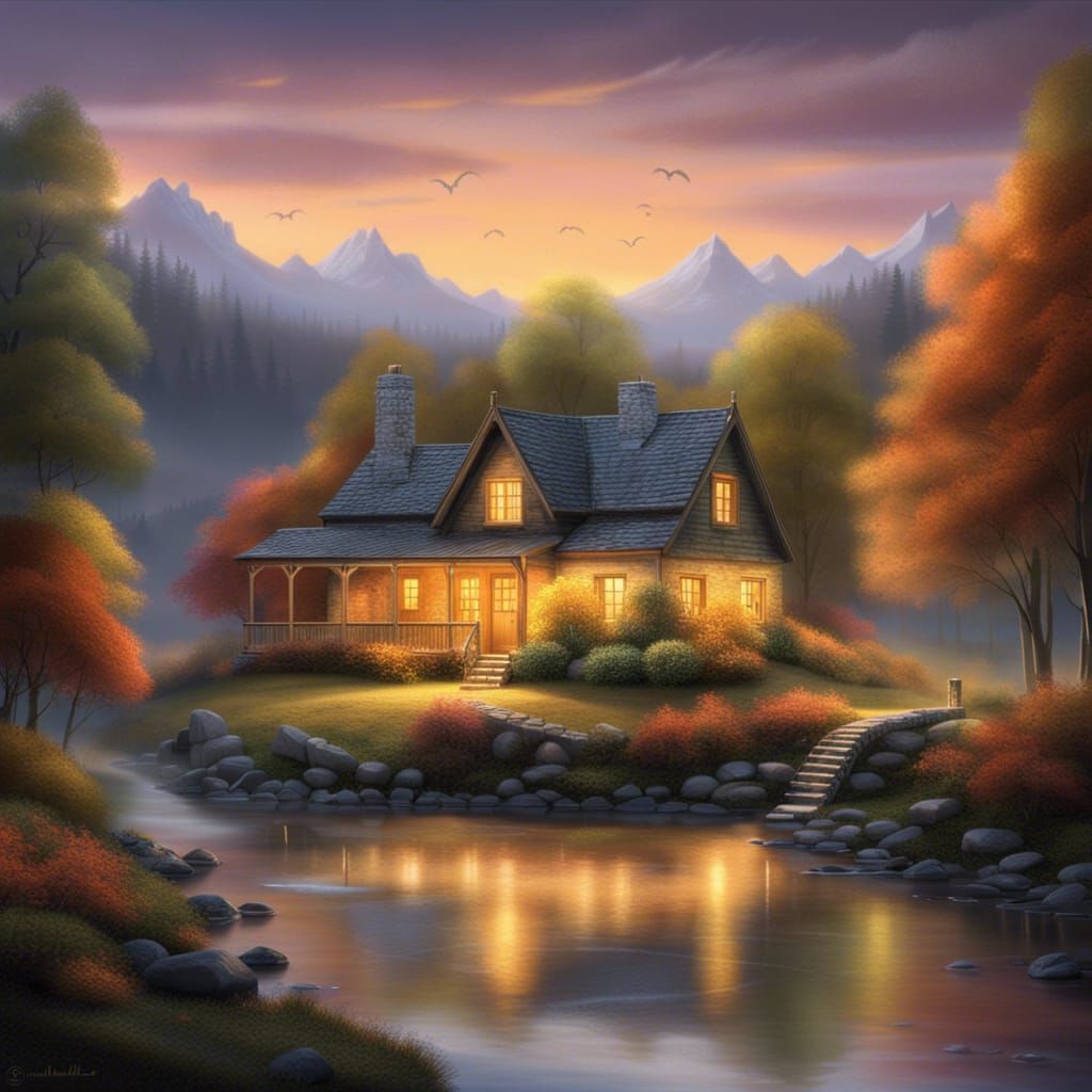 Twilight Forest: Golden Leaves and Fireflies