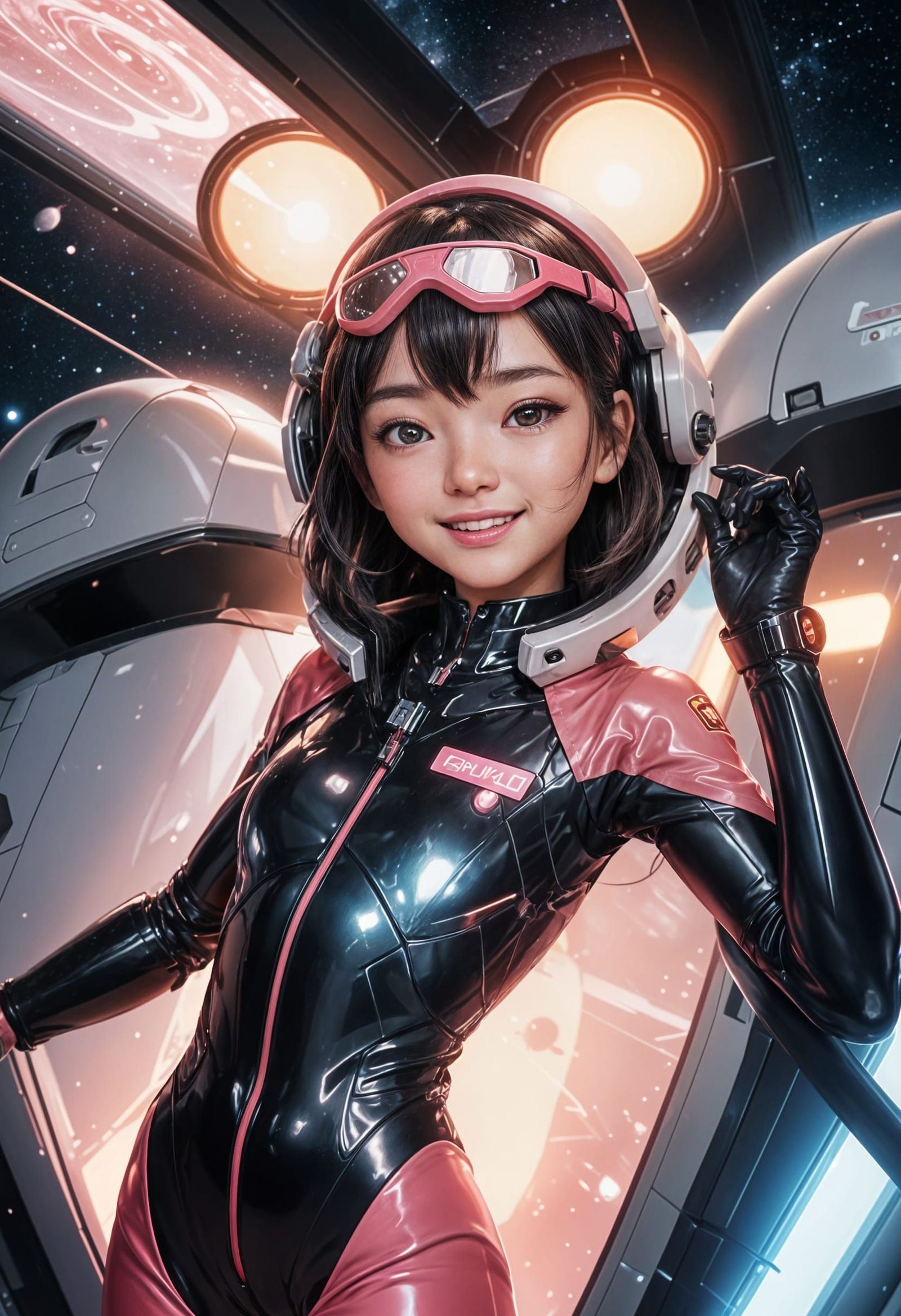 Cute Asian Android in Spaceship, Anime Style