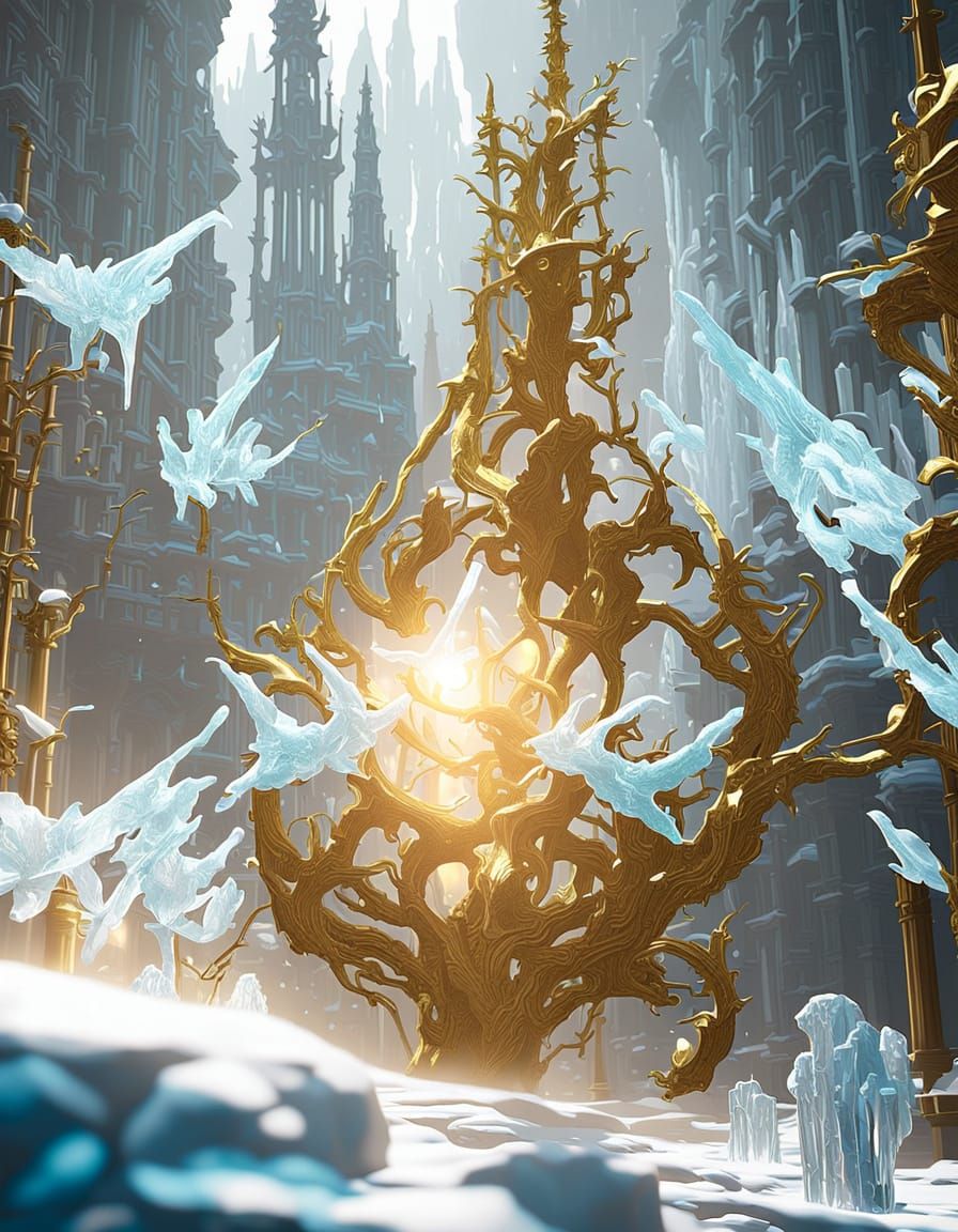 Icy Woman in Misty Anime Art Style