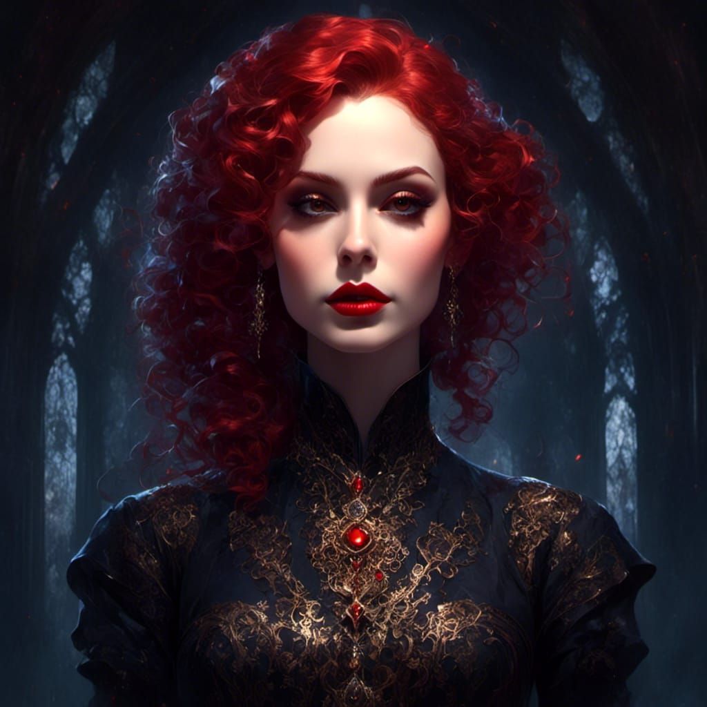 Victorian Vampire Portrait with Red Hair