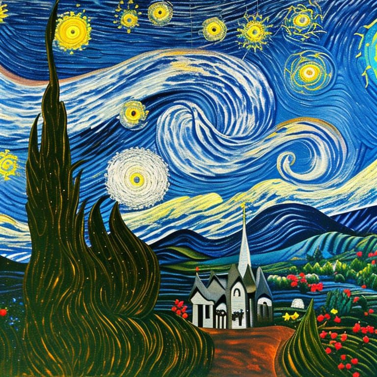 Fantasy Forest View of Radiant Starry Night