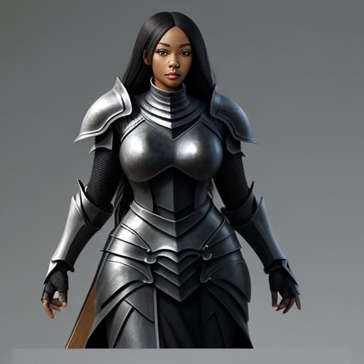 Black Female knight half body picture