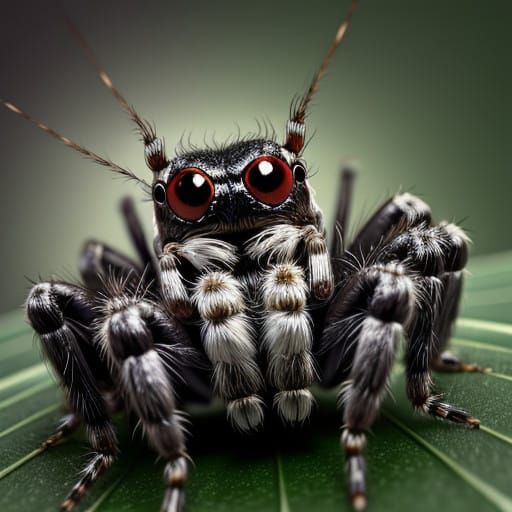 Happy Jumping Spider Smiling at Scary Humans