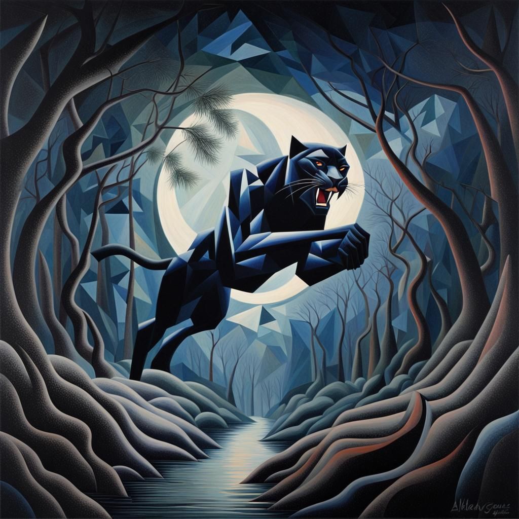 Black panther , Cubism Style