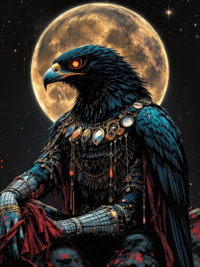 Egyptian God of Immortality Revealed in Neon Ukiyoe Art