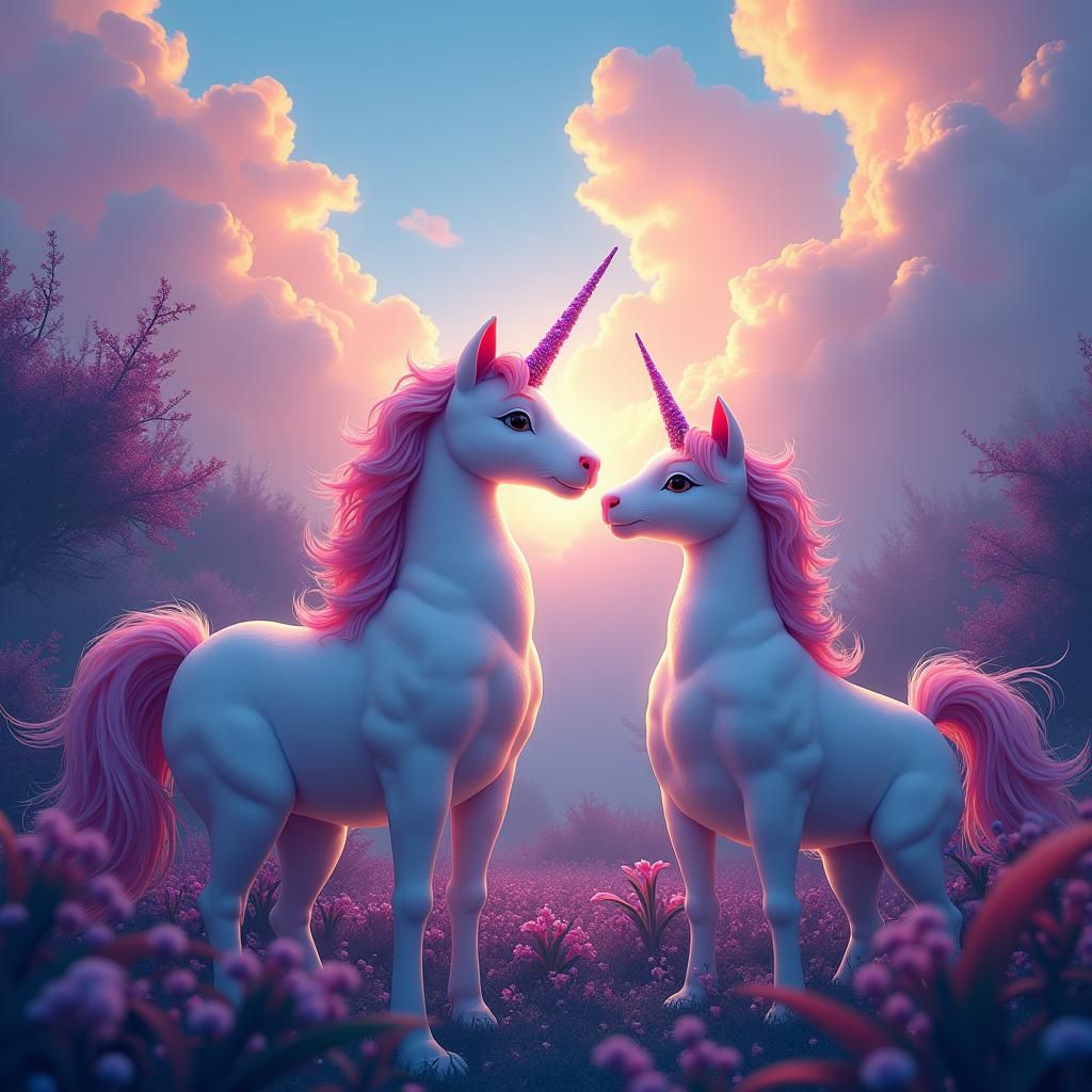 Whimsical Cat Unicorns in a Fantasy Dreamscape