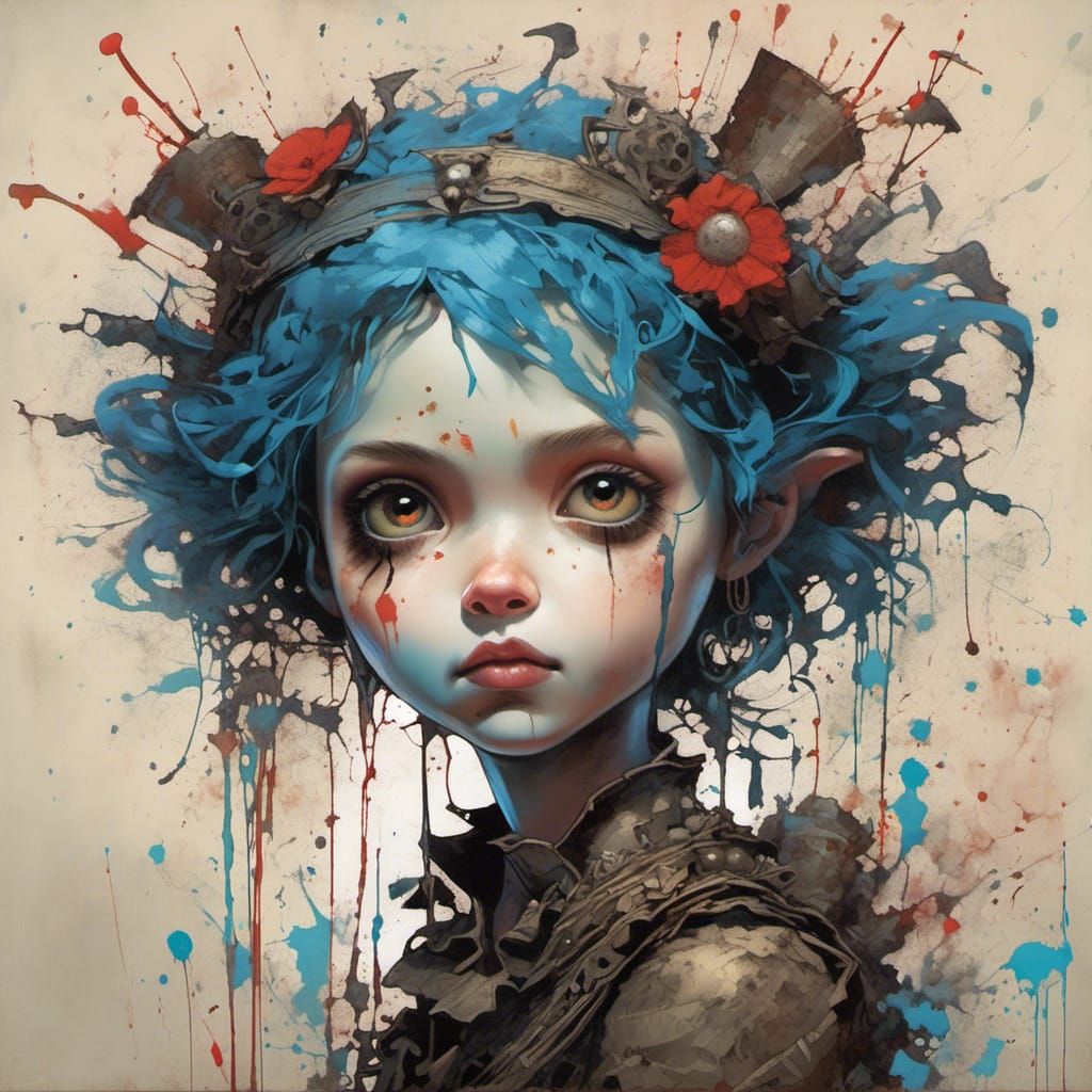 Cute Princess Portrait in Tim Burton Style