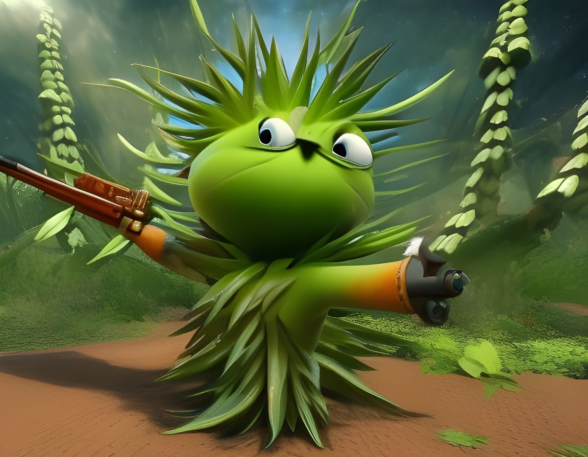 Floral Outlaw: Sweet Plant Gunslinger in Action