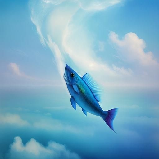 Floating Fish in Dreamlike Surrealist Style