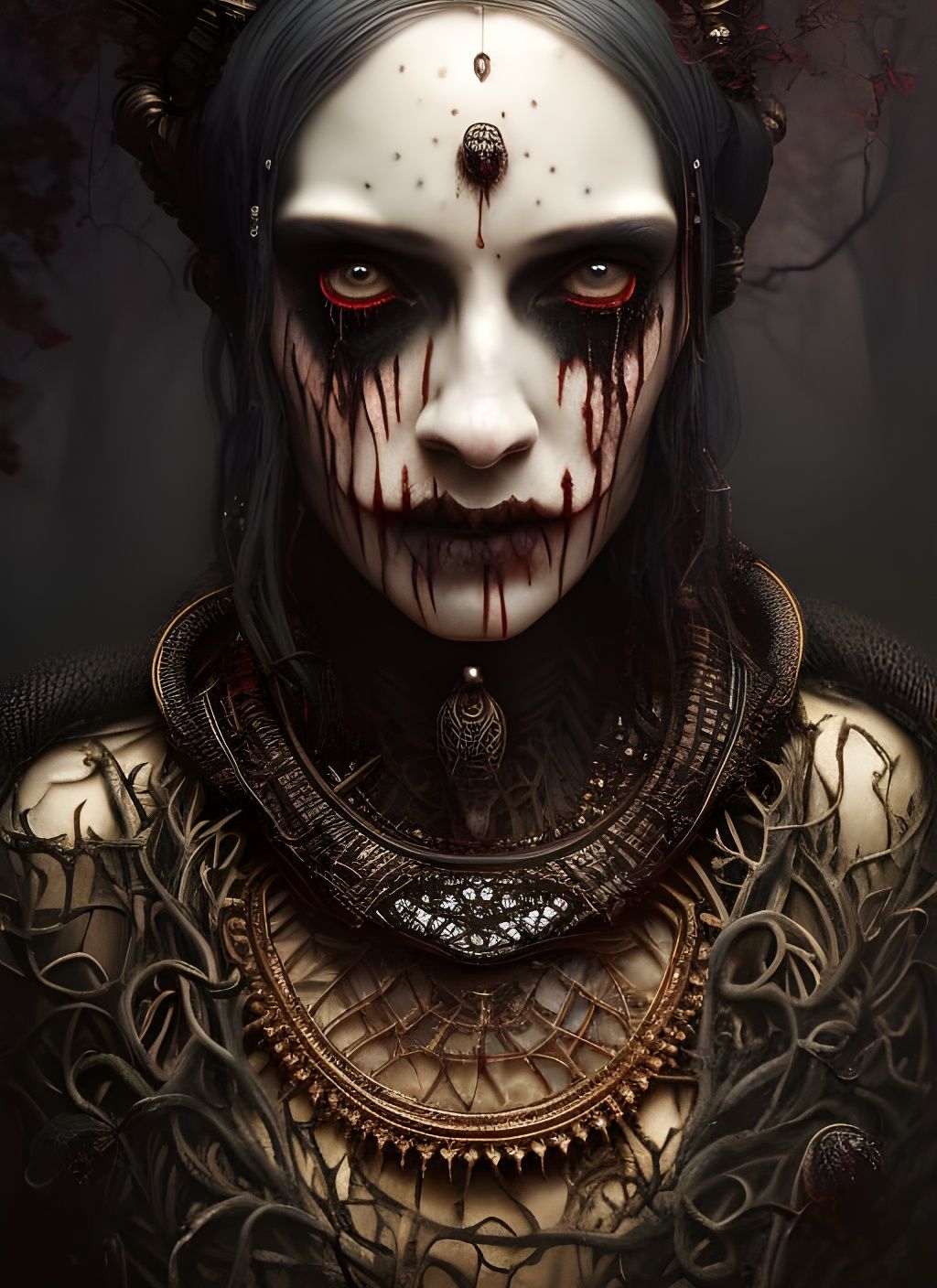 Detailed Portrait of a Grave Hag in Fantasy Art Style