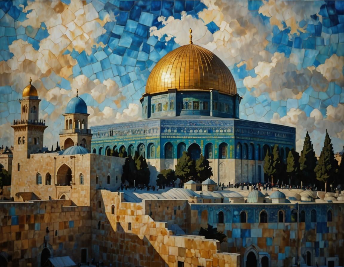 Golden Dome of the Rock in Art Nouveau Style