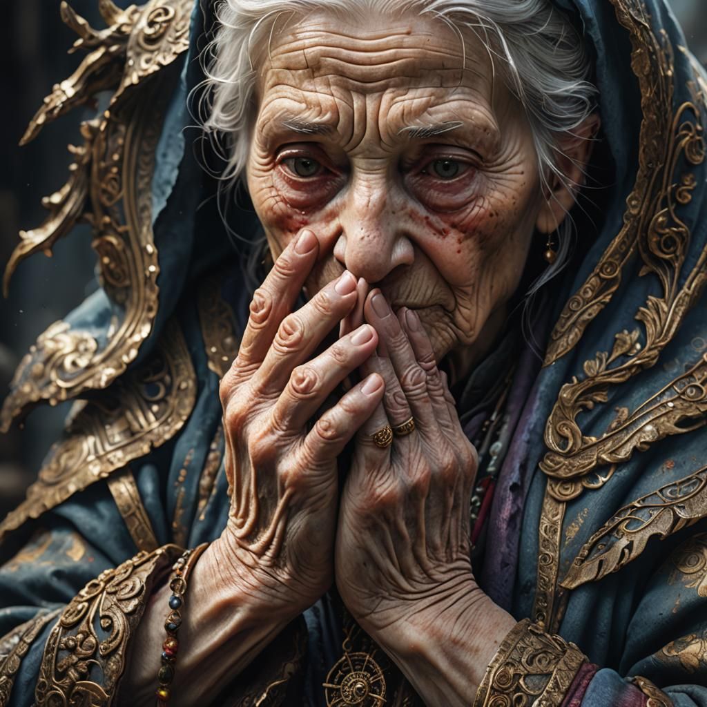 Detailed Photograph of Praying Hands in Deep Color