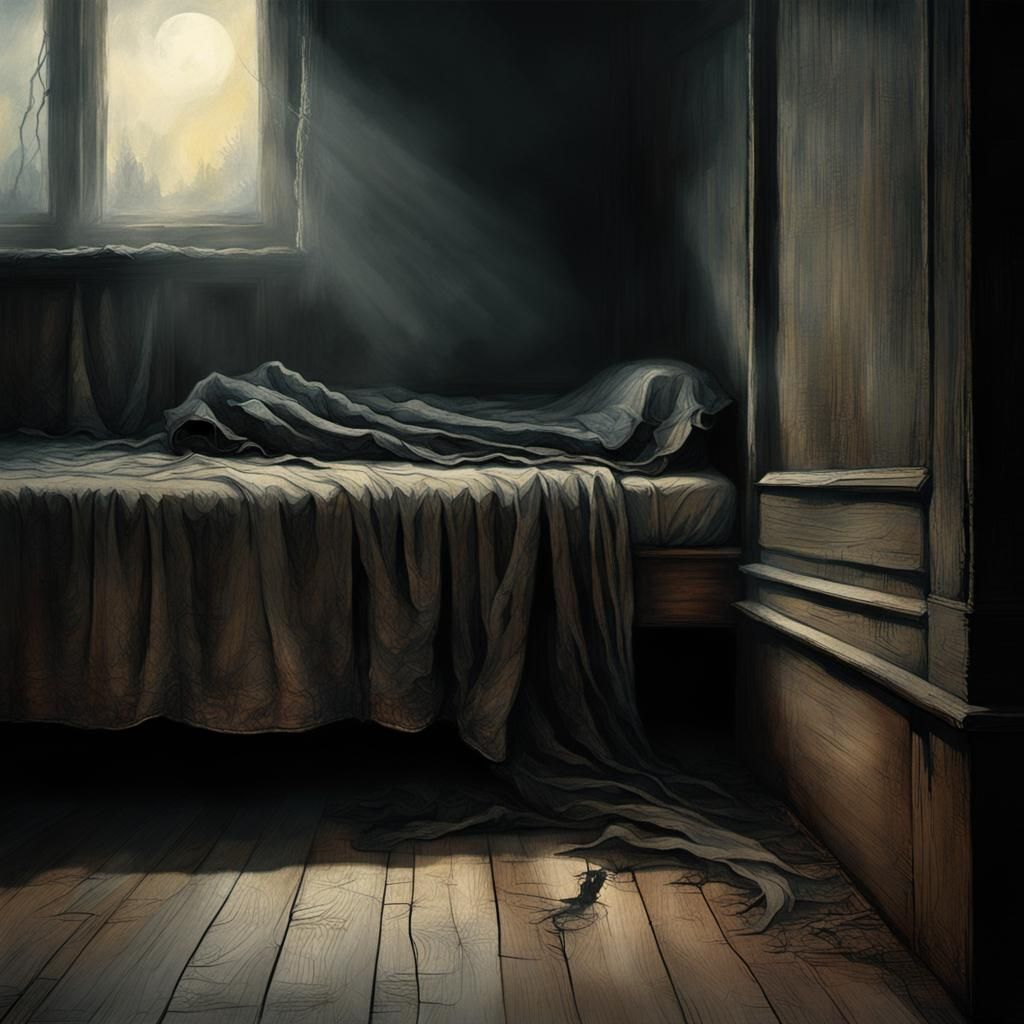 Eerie Foot Under Bed in Dark Surrealism