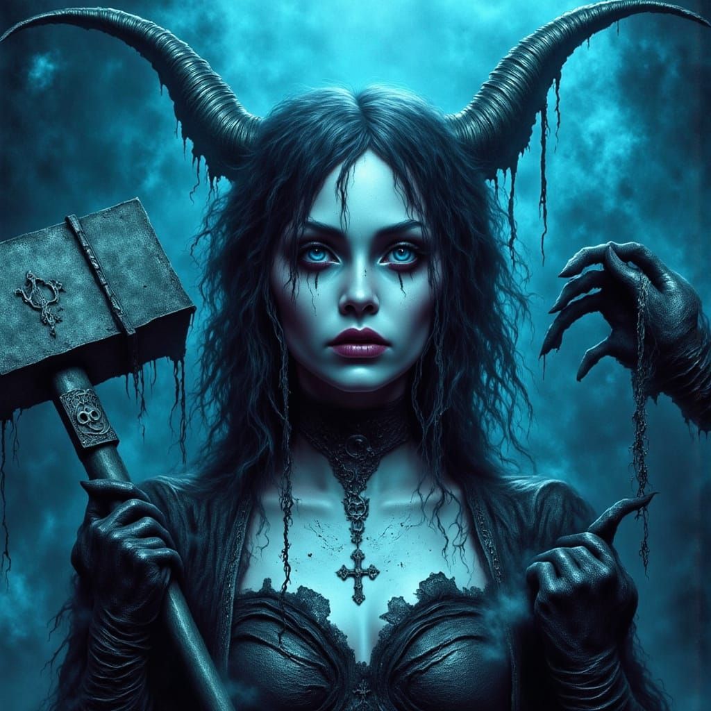 Mysterious Gothic Woman in Smoke, Digital Art