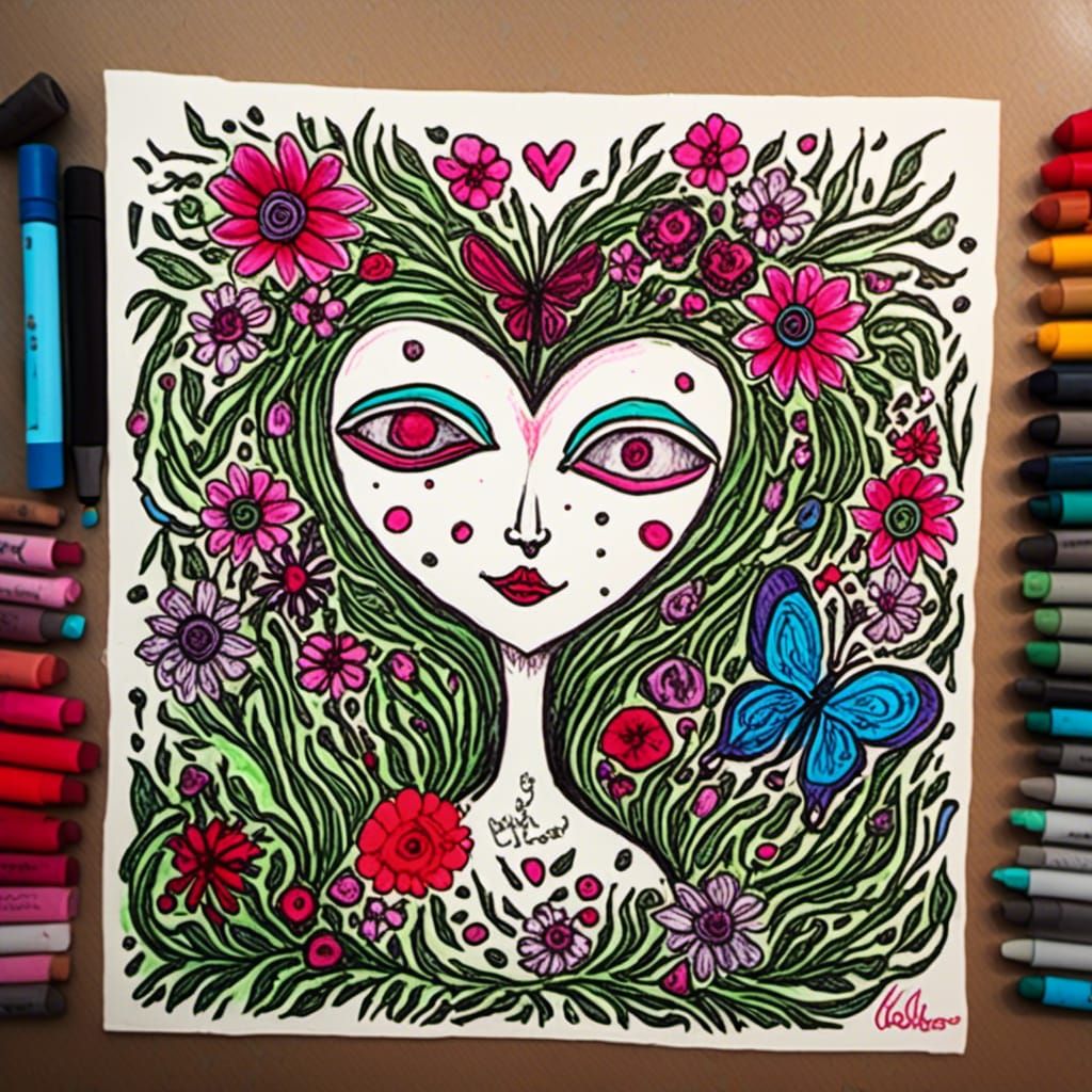 Mystical Garden Heart with Blooming Flowers