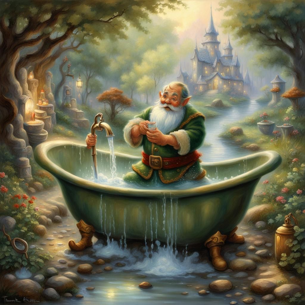 Dwarf's Bath: Ethereal Fantasy Scene