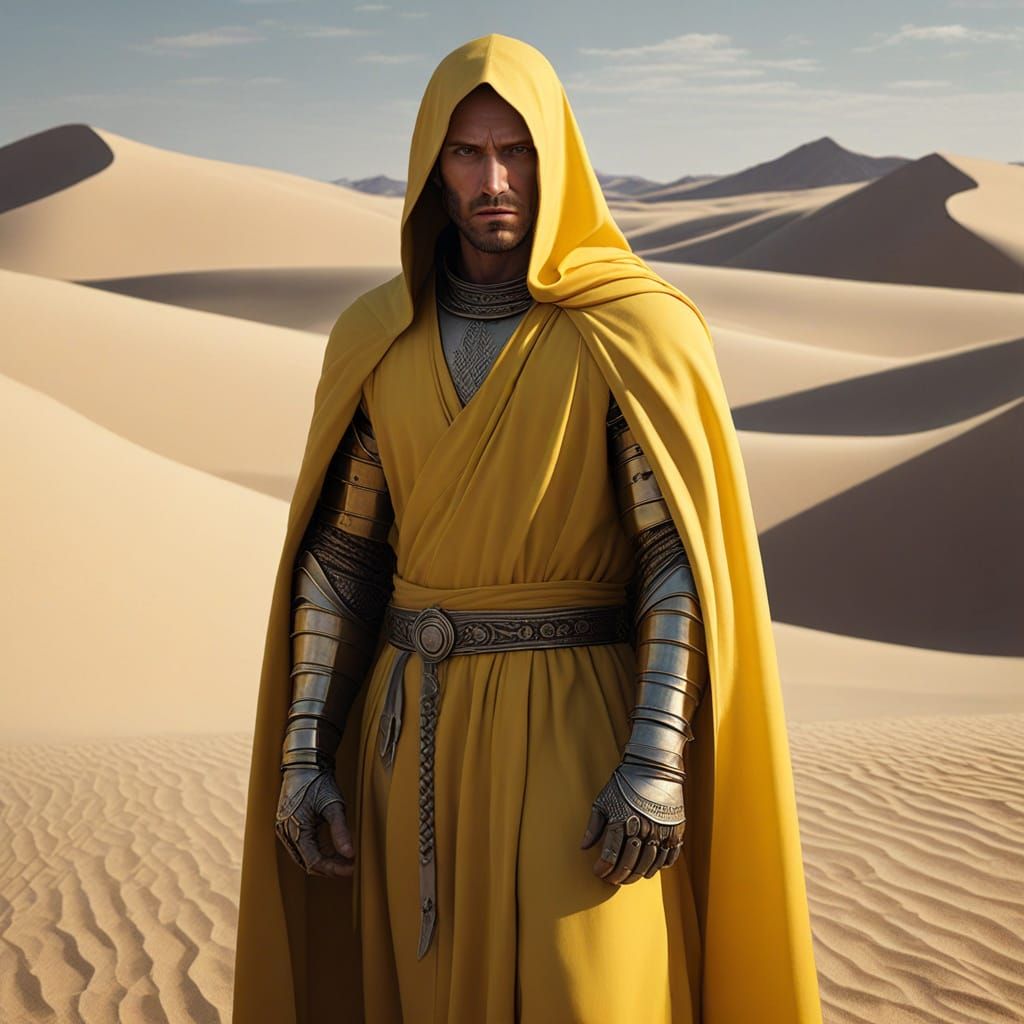 King in Yellow in Stark Desert Landscape