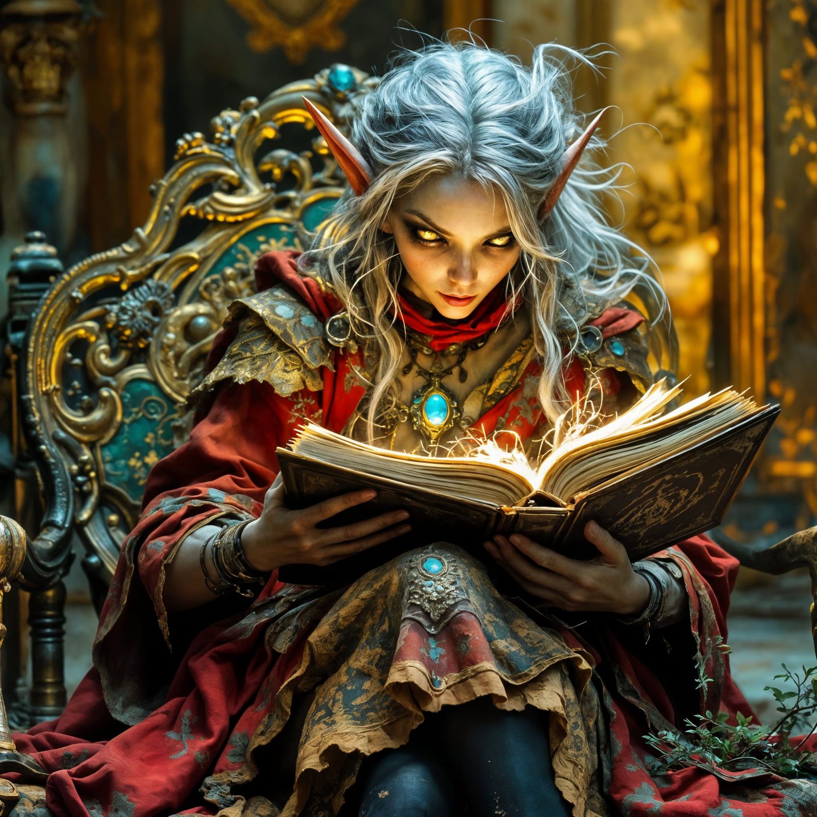 Mystical Alien Elf in Vintage Futuristic Attire, Flipping Th...