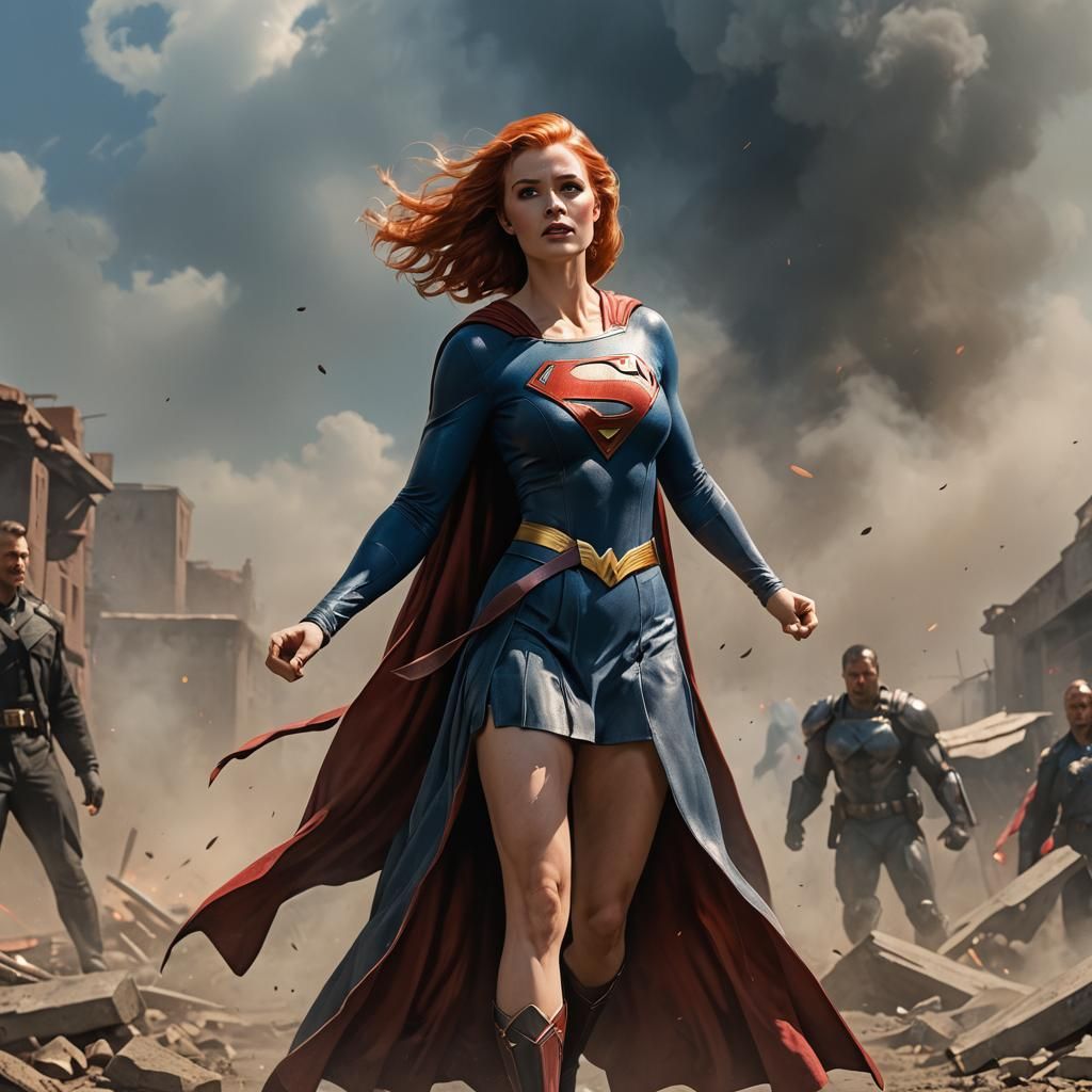 Dynamic Supergirl Artwork in Pin-Up Style