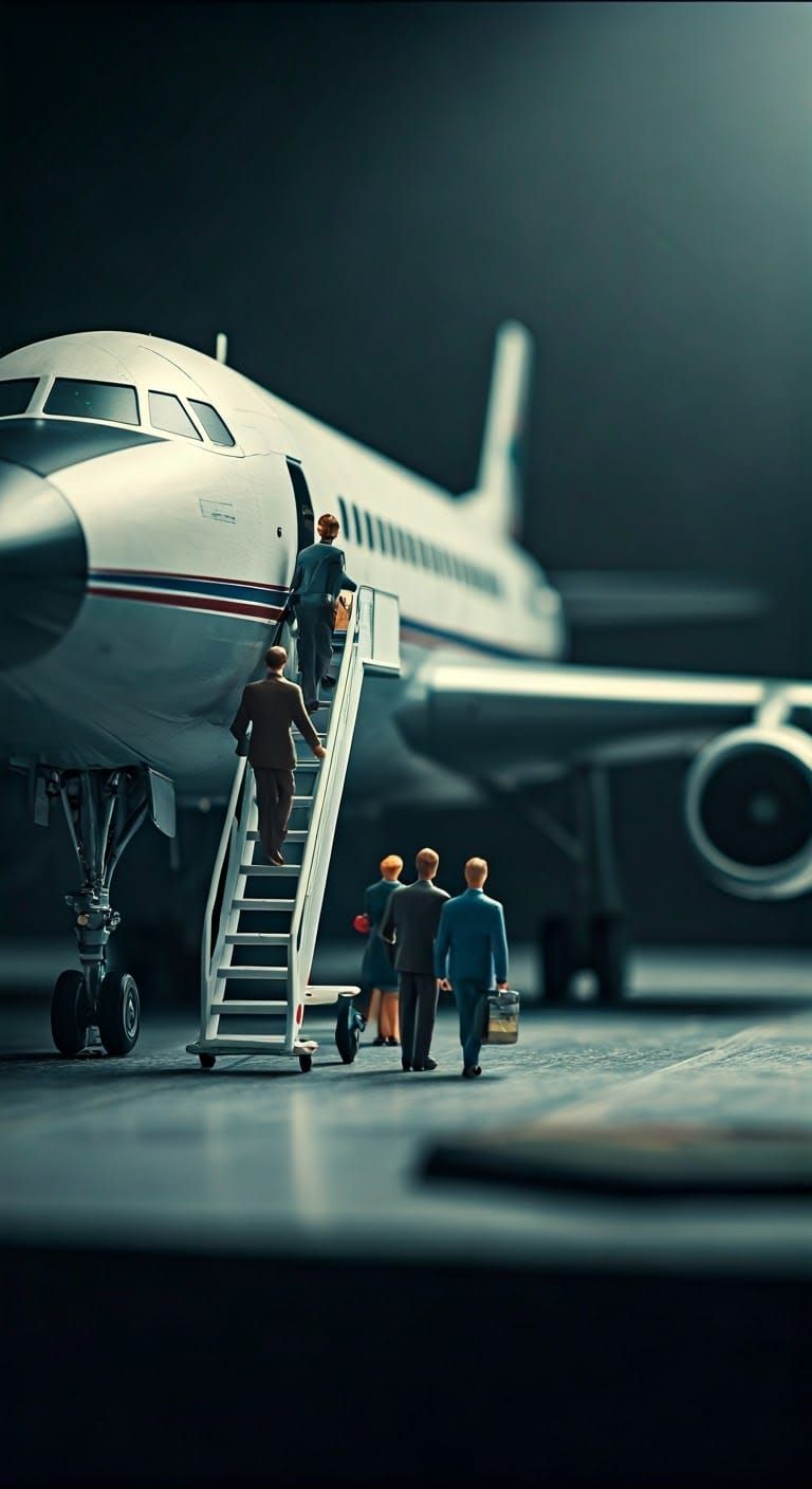 Hyper-Realistic ABS Plastic Airplane Diorama